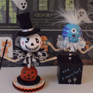 PATTERN- Happy Skeleton and Little Monster- 2 patterns- PDF Instant Download