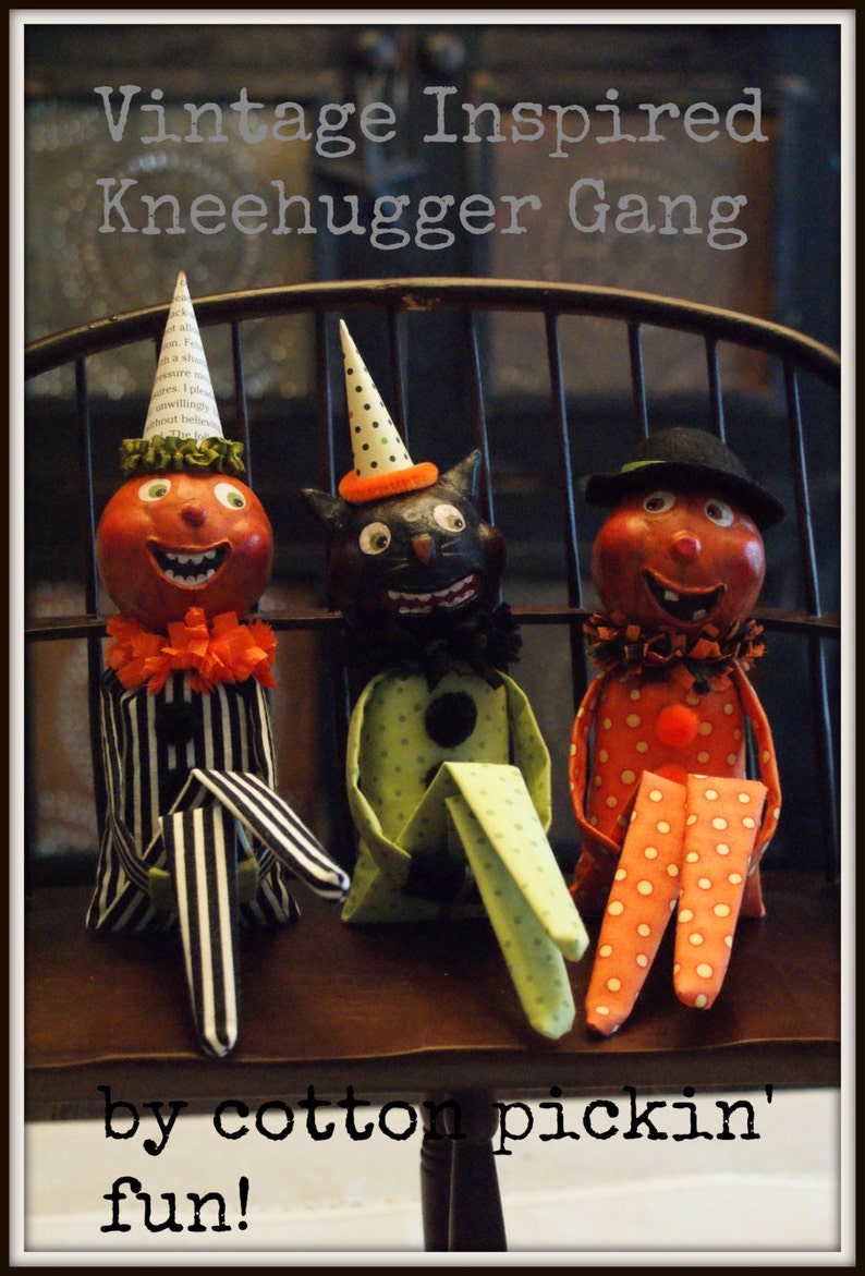 PATTERN Halloween Kneehugger Vintage Inspired Kneehugger Doll Pattern 3 Patterns PDF Instant Pattern, Kneehugger Elf, Knee hugger Elf image 1