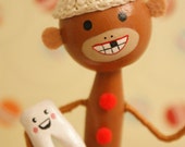 Clothespin Doll Sock Monkey Tooth Fairy Peg Doll