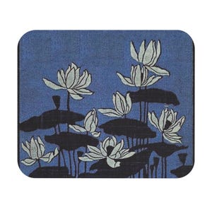 Vintage Japanese Flowers Mouse Pad, Floral Desk Mat, Mousepad, Asian Office Decor Gift, Rectangle Computer Accessories