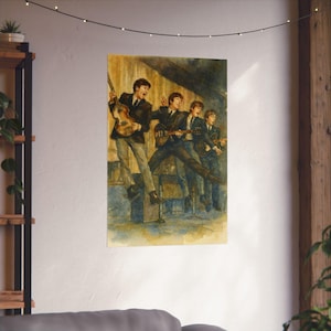 Vertical Music Beatles Inspired Poster, Matte Wall Art, Retro Music Decor, Vintage Beatles Print, 60s Music Memorabilia