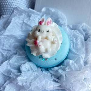 Berry Boom Donut Bath Bomb + Little Bunny Soap • Handmade Spa Gift Set • Fruity Scent • Cute Fizzy Bath Treat for Her