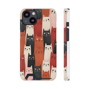 Adorable coque de portable chat avec porte-cartes | Cadeau amusant pour amoureux des chats, accessoire pour animal de compagnie, décoration animalière, cadeau d'anniversaire et des fêtes, indispensable pour maman chat