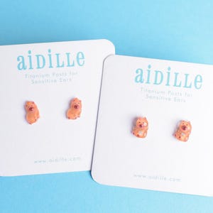 Little Capybara Stud Earrings with Titanium Posts for Sensitive Ears- Two Styles