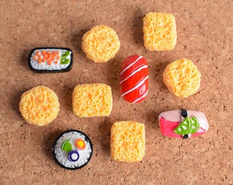 Sushi and Ramen Noodle Push Pins- Set of 10