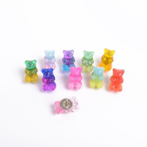 Gummy Bear Push Pins, Glitter Ombre Bear Thumb Tacks, Candy Novelty Corkboard Tacks image 2