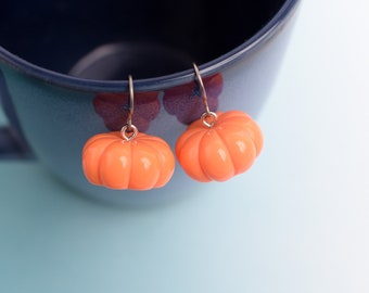 Pumpkin Dangle Earrings: Titanium Earwires, Hypoallergenic Fall Jewelry