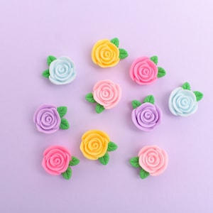 Pretty Rose Magnets or Push Pins, Assorted Pastel Color Flower Girls Locker Magnets, Set of 10 Refrigerator Magnets, Womens Office Decor