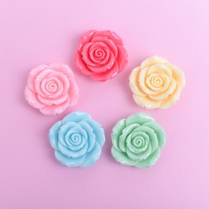 Pastel Resin Rose Magnets: Girly Locker Decor, Set of 5