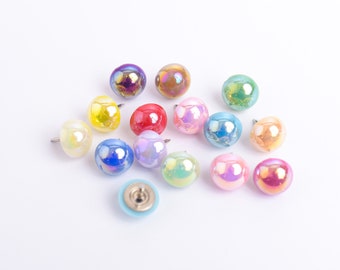Colorful Little Pearl Push Pins, Set of 15 Pretty Thumb Tacks, 12mm Size, Glam Corkboard Pins, Assorted Colors