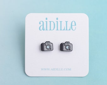 Cute Camera Earrings, Acrylic Titanium Posts for Sensitive Ears, Photographer Gift Idea