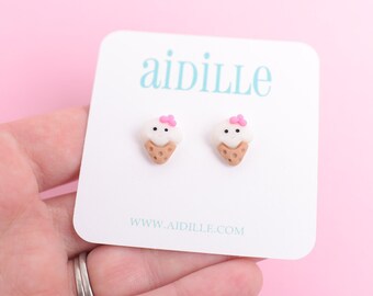 Ice Cream Cone Earrings, Resin Sweets Titanium Studs, Cute Kawaii Food Post Earrings, Hypoallergenic Posts for Sensitive Ears