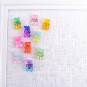 Chinchetas con forma de oso con purpurina degradada, chinchetas decorativas de corcho con diseño de arcoíris para el hogar y la oficina, juego de 10