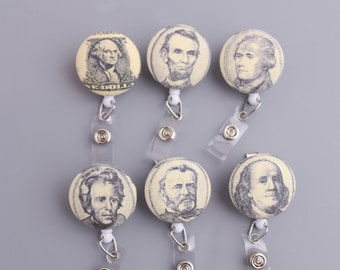 Presidential Money Fabric Badge Reel: Teacher ID Holder
