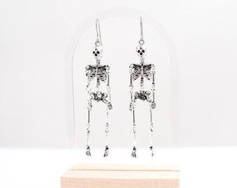 Moveable Skeleton Dangle Earrings: Titanium for Sensitive Ears