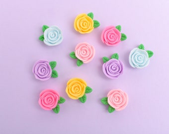 Pretty Rose Magnets or Push Pins, Assorted Pastel Color Flower Girls Locker Magnets, Set of 10 Refrigerator Magnets, Womens Office Decor