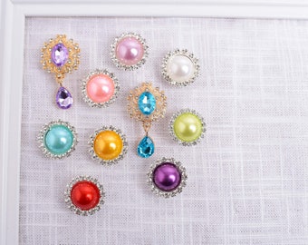 Set of 4 Rhinestone Faceted Gem/Jewel Decorative Push Pins/Thumb Tacks 7 Colors 