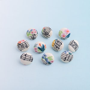 Musical Note & Floral Push Pins, Set of 10 Fabric Button Decorative Thumb Tacks, Music Teacher or Musician Gift Idea