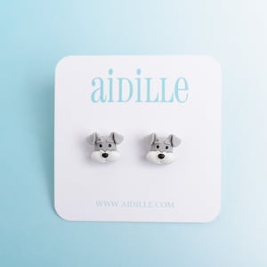 Resin Schnauzer Earrings, Titanium Studs, Dog Lover Gift