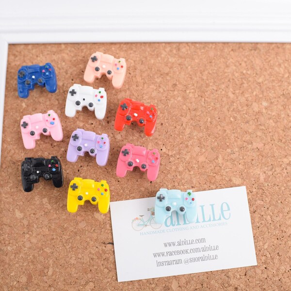 Resin Video Game Controller Thumb Tacks, Choose Pastel or Primary or Set of Both Colors, Teen Room Decor, Bulletin Board Poster Tacks