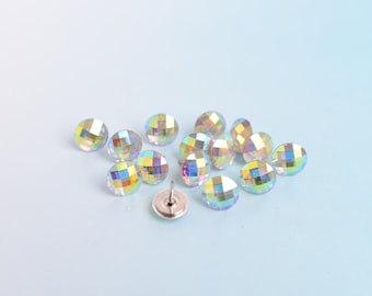 Sparkly Jewel Push Pins: Holographic Office Decor, Set of 15
