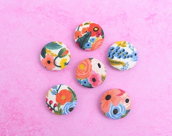 Floral Fabric Button Magnets - Rifle Paper Co. - Set of 6