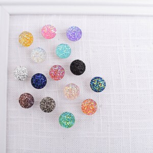 Set of 15 Faux Druzy Push Pins / Assorted Glitter Color / Small Decorative Jewel Tone Thumb Tacks / Office Corkboard Accessories / 12mm Size