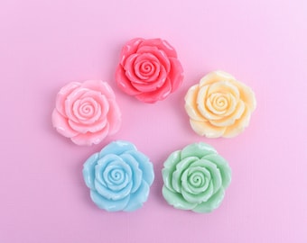 Pastel Resin Rose Magnets: Girly Locker Decor, Set of 5