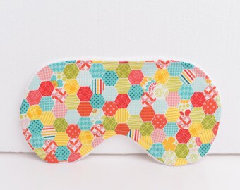 Geometric Patchwork Sleep Mask: Minky Eye Mask, Oversized