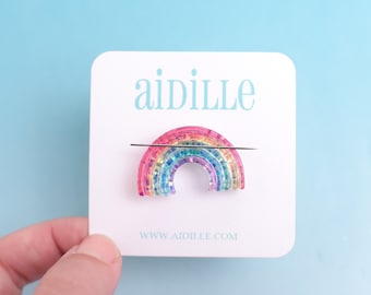 Rainbow Needle Minder, Resin Magnetic Needle Holder, Colorful Magnet Brooch, Use for Embroidery and Cross Stitch