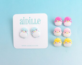Large Penguin Earrings with Titanium Posts- Choose from 4 Colors