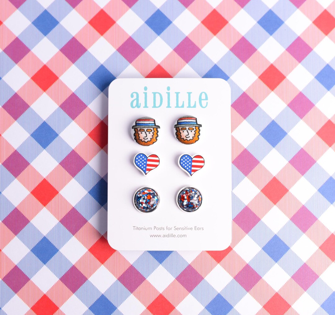 Uncle Sam Pac Uncle Sam Americana Earring Multi Pack Trio With Titanium Posts - Etsy