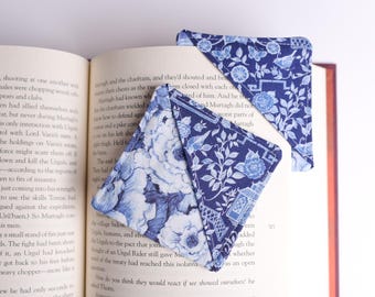 ONE Chinoiserie Blue Floral Fabric Corner Bookmark,