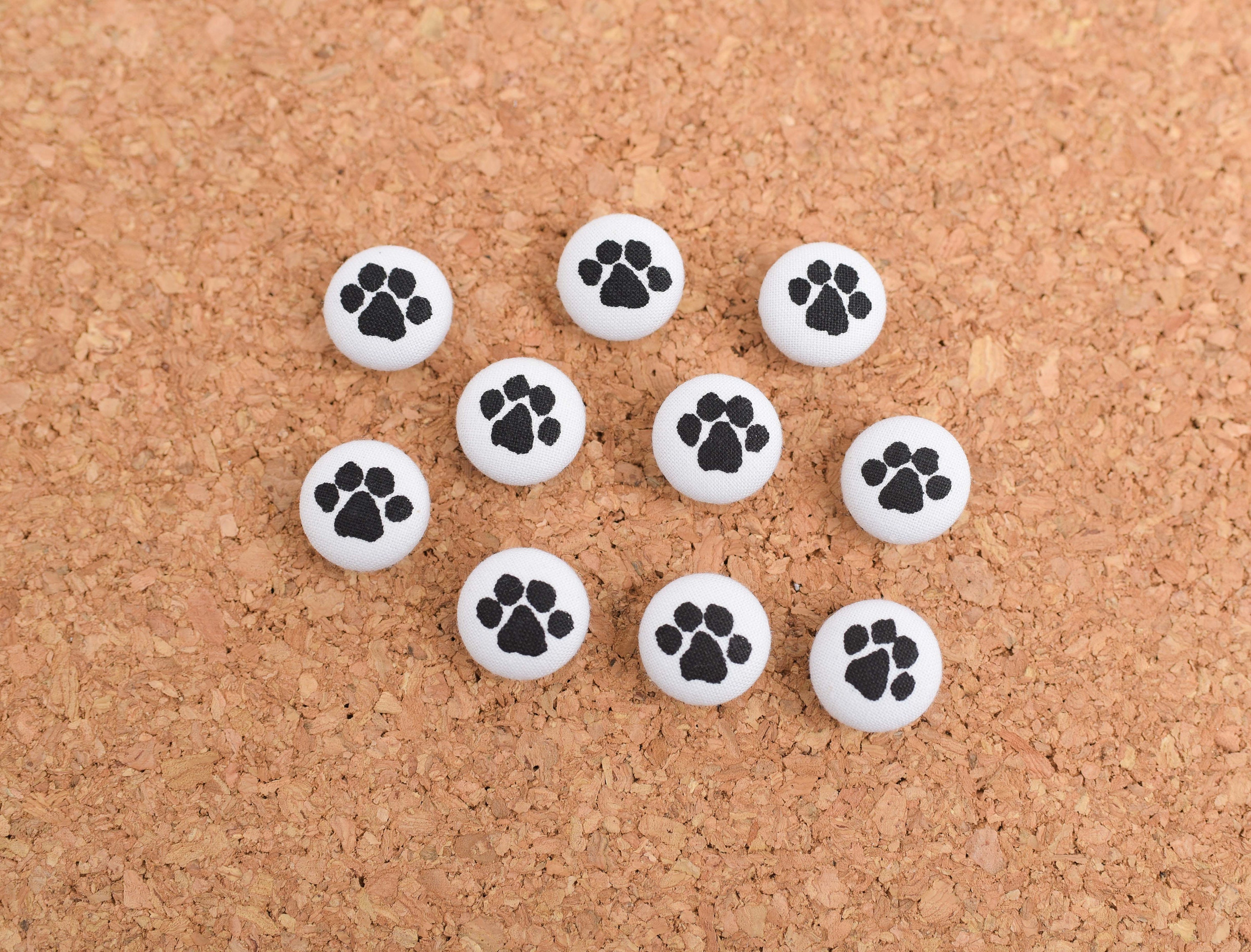 PAW PRINTS Animal Pet Handmade Decorative Push Pin Thumb Tacks Set of 8 