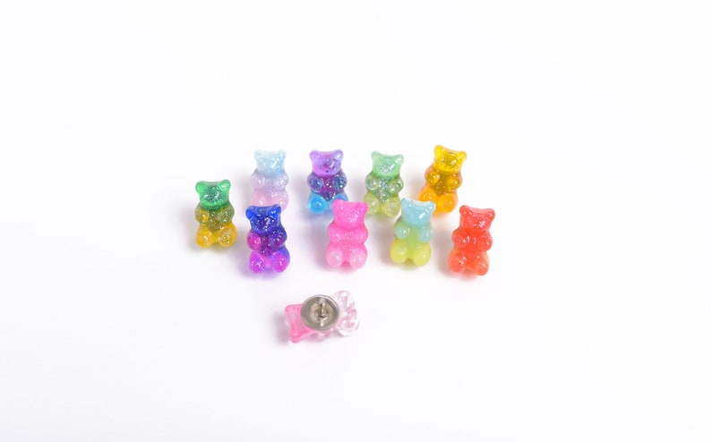 Gummy Bear Push Pins, Glitter Ombre Bear Thumb Tacks, Candy Novelty Corkboard Tacks image 2