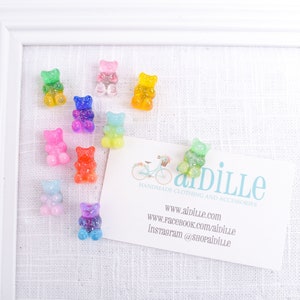 Gummy Bear Push Pins, Glitter Ombre Bear Thumb Tacks, Candy Novelty Corkboard Tacks image 5