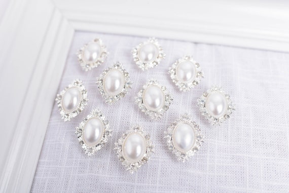 Glam Push Pins Set of 10 Pearl and Diamond Gem Thumb Tacks 