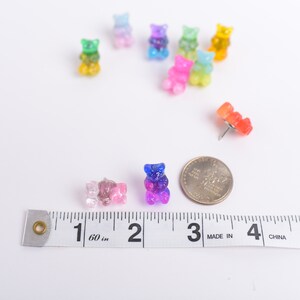 Gummy Bear Push Pins, Glitter Ombre Bear Thumb Tacks, Candy Novelty Corkboard Tacks image 6