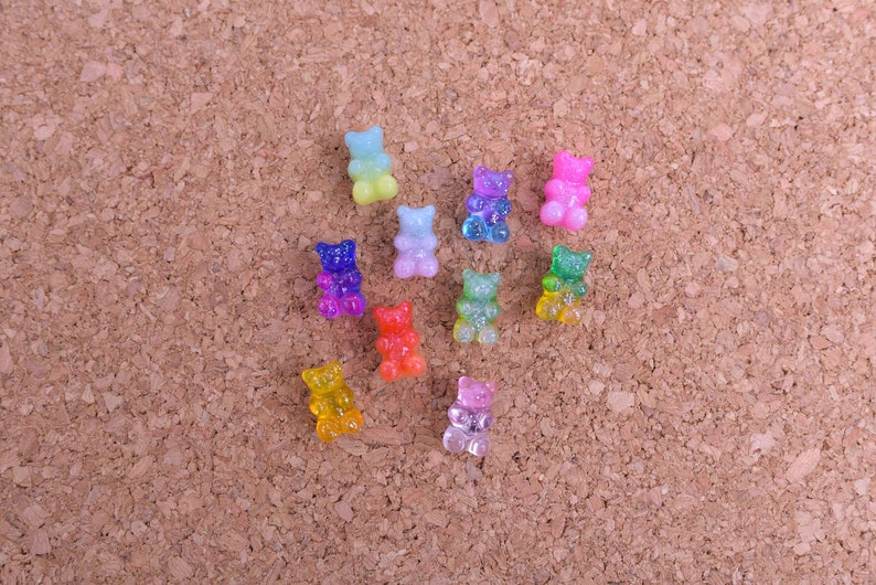 Gummy Bear Push Pins, Glitter Ombre Bear Thumb Tacks, Candy Novelty Corkboard Tacks image 3