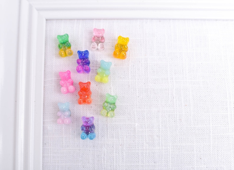 Gummy Bear Push Pins, Glitter Ombre Bear Thumb Tacks, Candy Novelty Corkboard Tacks image 1