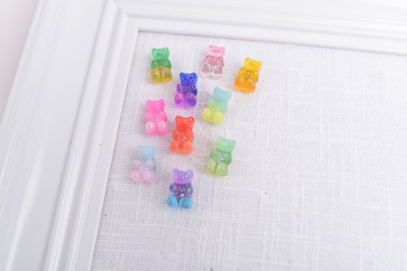 Gummy Bear Push Pins, Glitter Ombre Bear Thumb Tacks, Candy Novelty Corkboard Tacks image 8