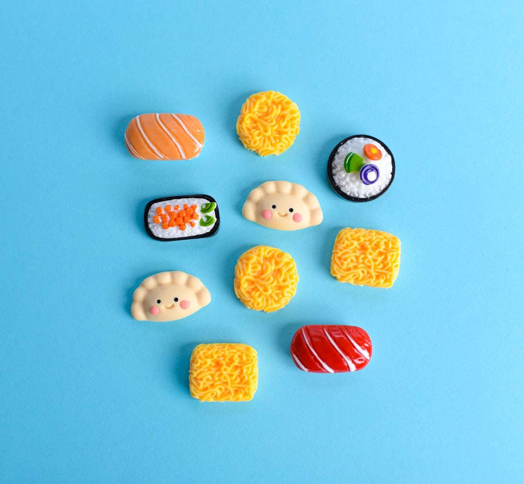Set of 10 Japanese Food Magnets – Dumpling, Sushi, Ramen Noodles