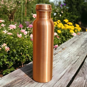 Copper Water Bottle, 34Oz Copper Bottle, 1 Litre Copper Vessel, Pure Copper Water Bottle, Leak Proof Copper Bottle Handcrafted Copper Bottle