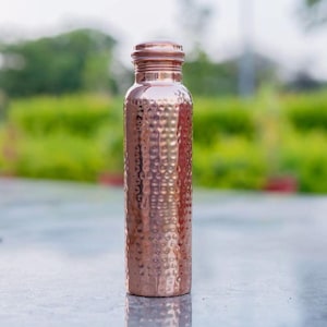Copper Water Bottle 34 Oz, Copper Bottle, Extra Large Copper Vessel, Hammered Copper Bottle, Copper Drinking Bottle, Health Benefits Bottle