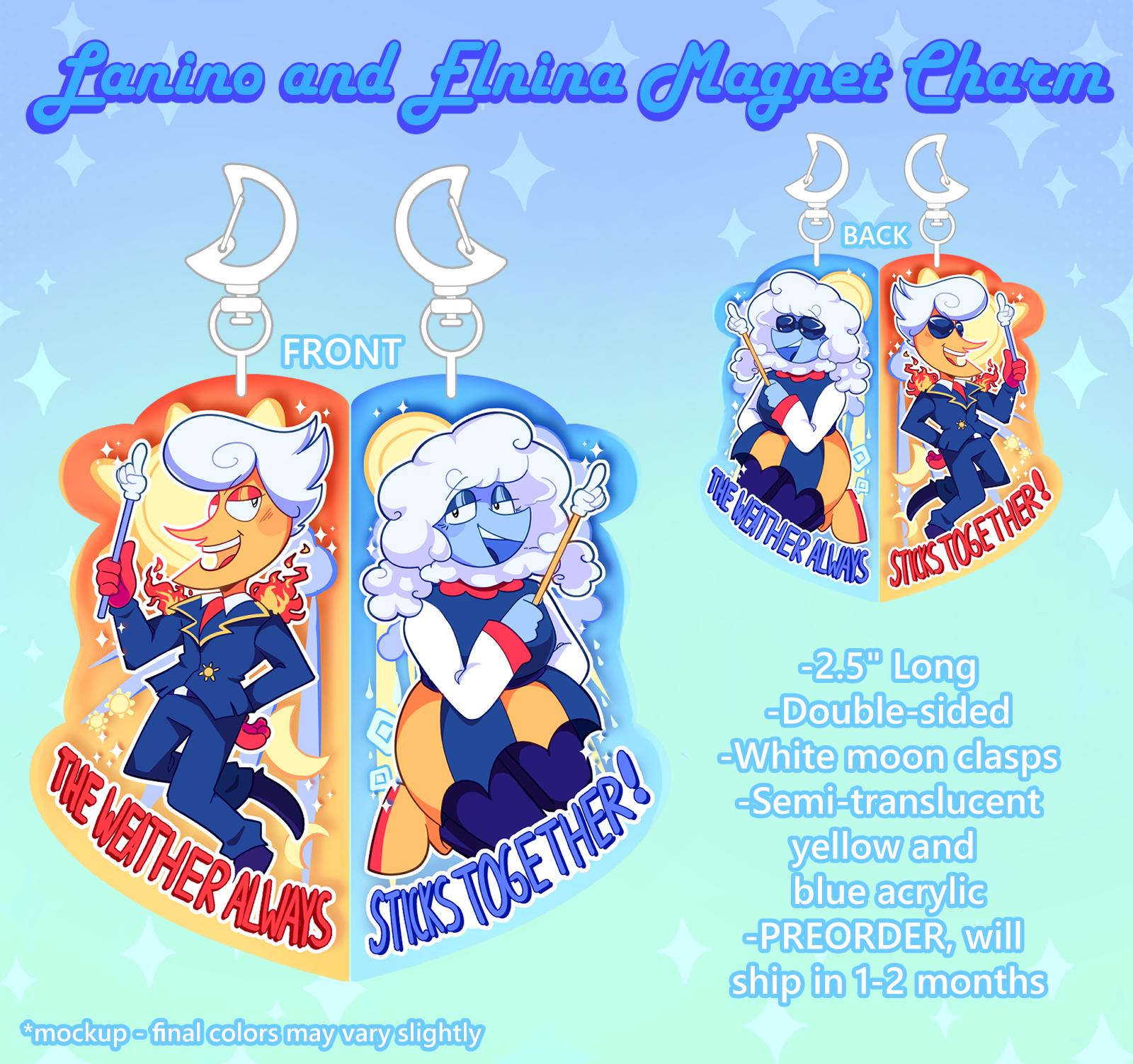 Deltarune Lanino and Elnina Magnetized Keychain IN STOCK 