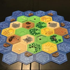Premium 3D Printed Catan Board – Custom Terrain Tiles & Ocean Borde