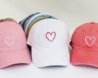 Embroidered HEART Baseball Cap: Custom Cotton Dad Hat