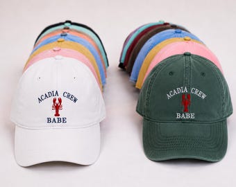 Custom Lobster Embroidered Hat – Acadia Crew Baseball Cap – Bride Babe Lobster Hat – Personalized Beach Party Hat – New England Gift Cap