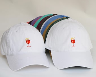 Aperol Spritz Embroidered Baseball Cap: Cotton Twill Dad Hat
