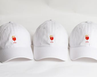 Aperol Spritz Bachelorette Hat & Glass Set: Custom Embroidered Baseball Cap